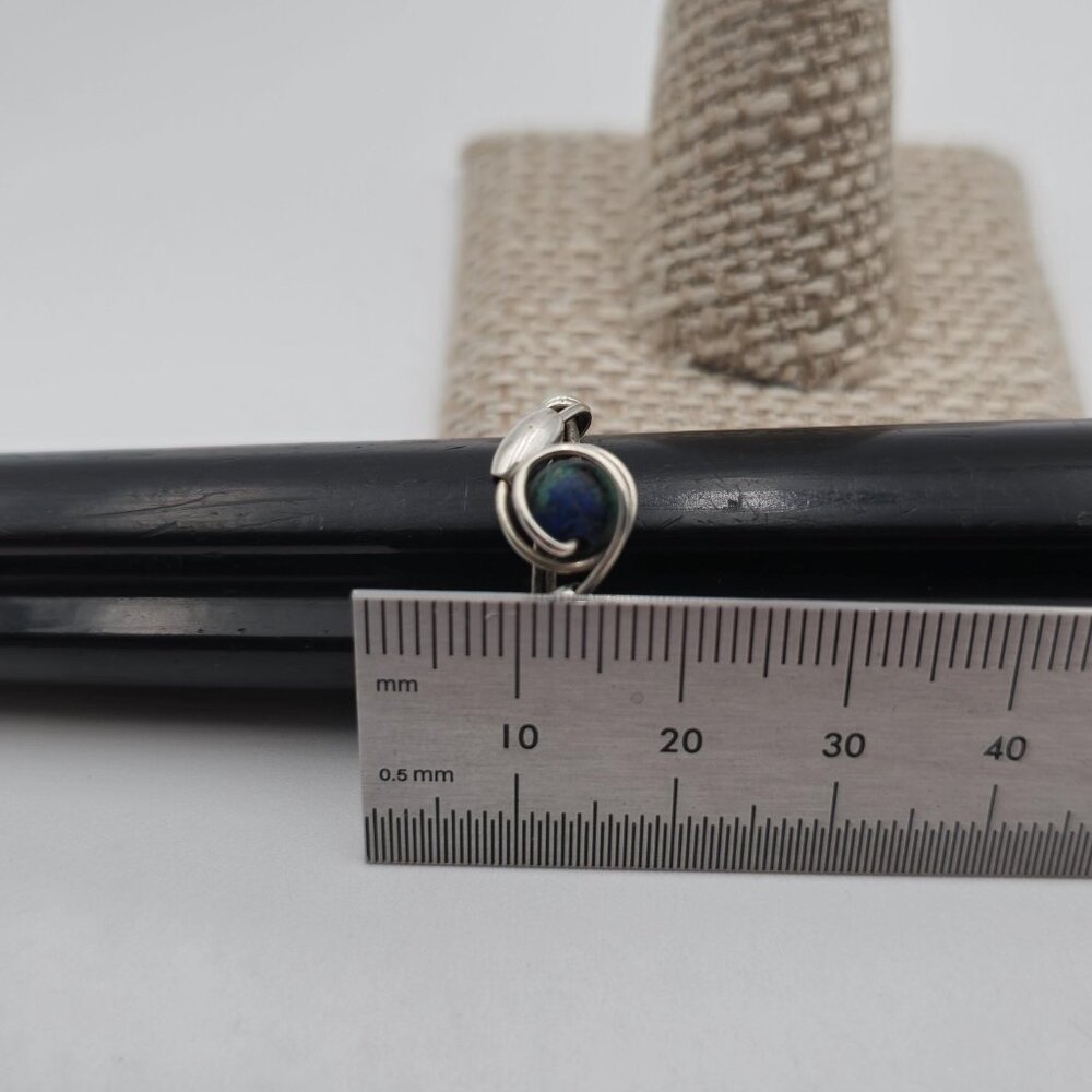 Size 7.75 Sterling Silver Handmade Wire Chrysocolla Stone Ring A3280 - Picture 7 of 8